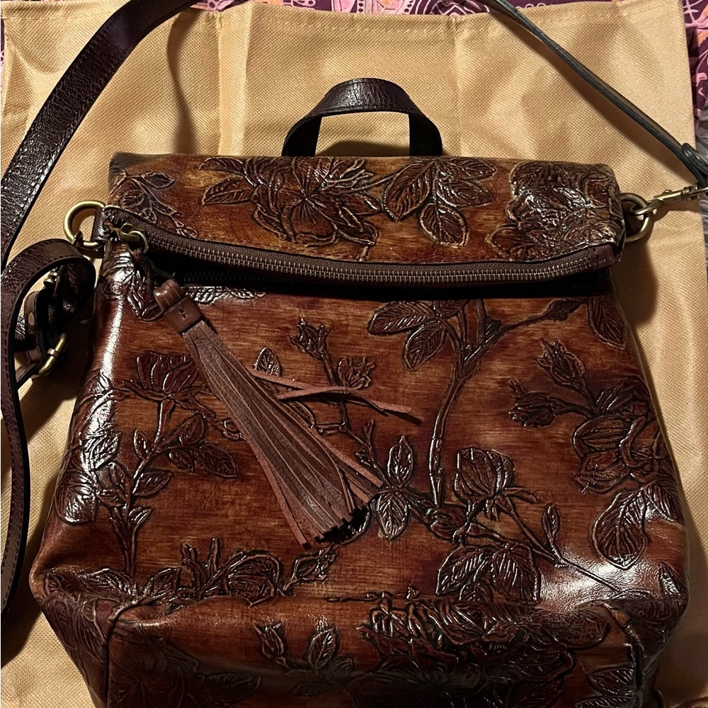 Patricia Nash Bark Leaves Luzille Embossed Leather Backpack, Created for Macy's